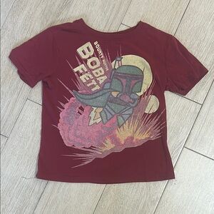 Star Wars Boba Fett Distressed Short Sleeve Tee with Graphic Design